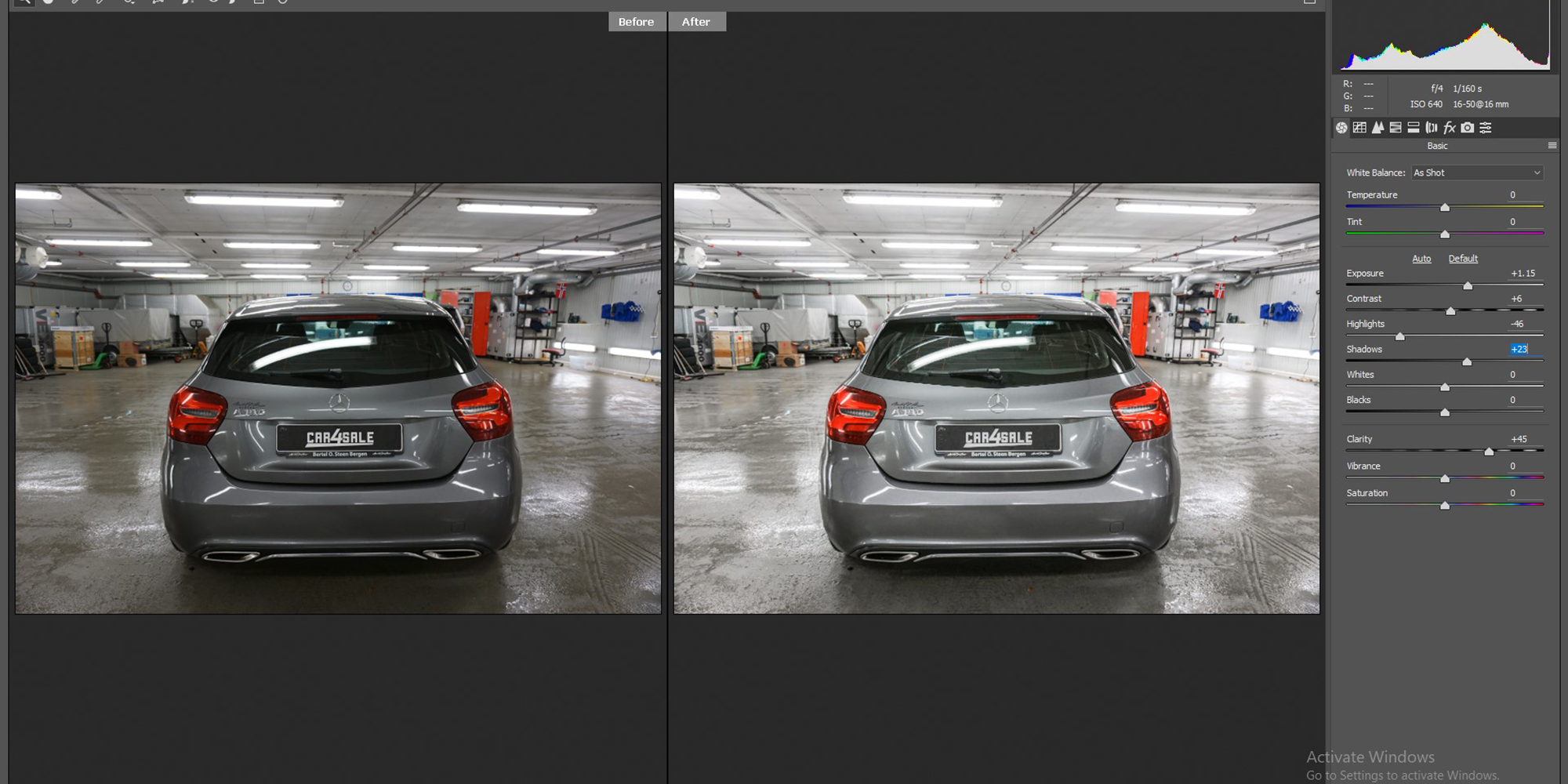 Car image editing color correction sample