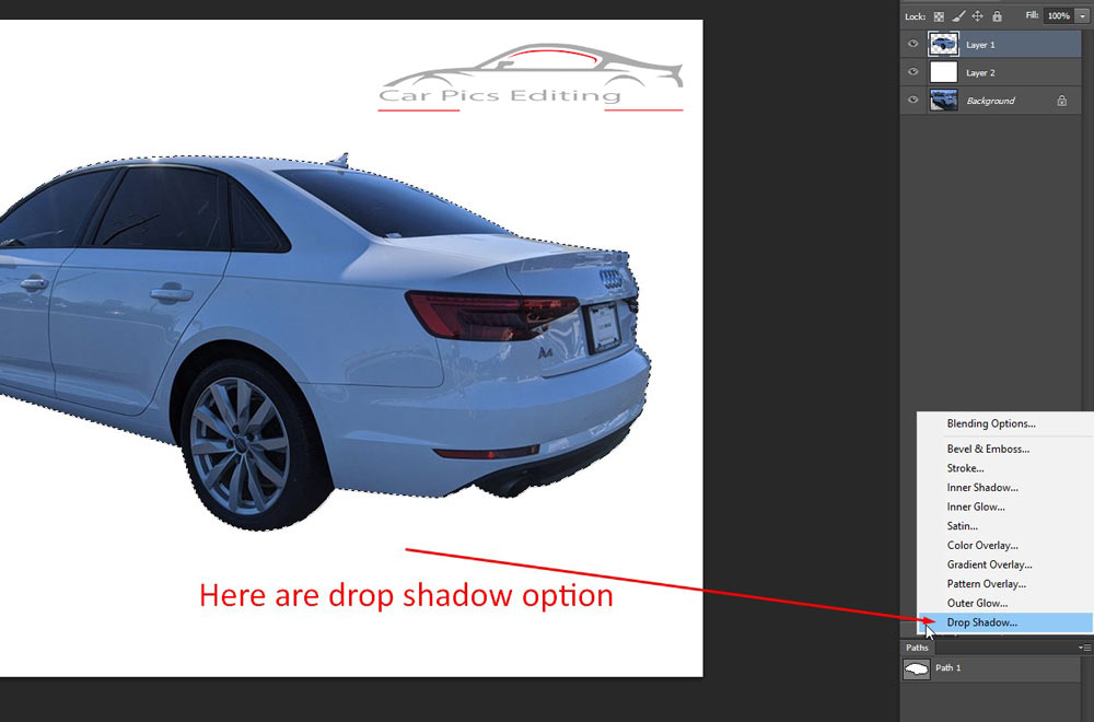 car shadow in Photoshop