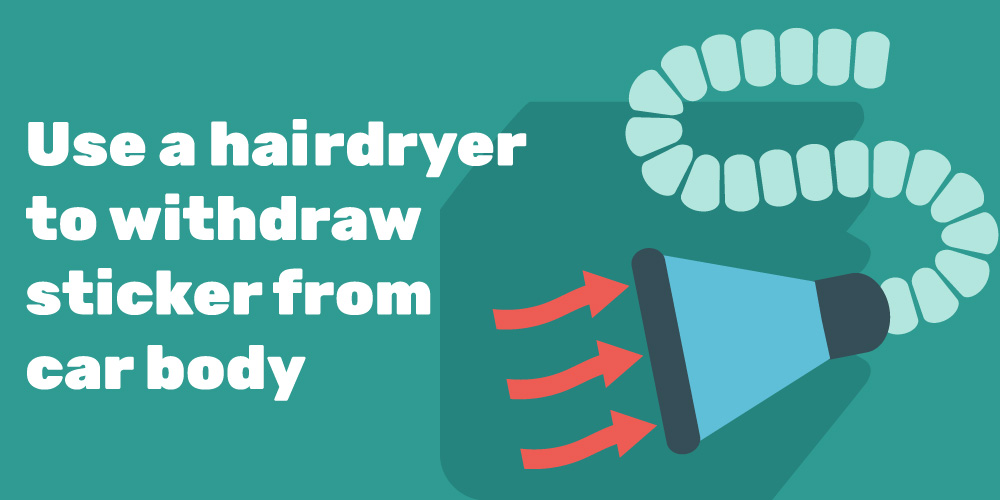 Use-a-hairdryer-to-withdraw-sticker-from-car-body